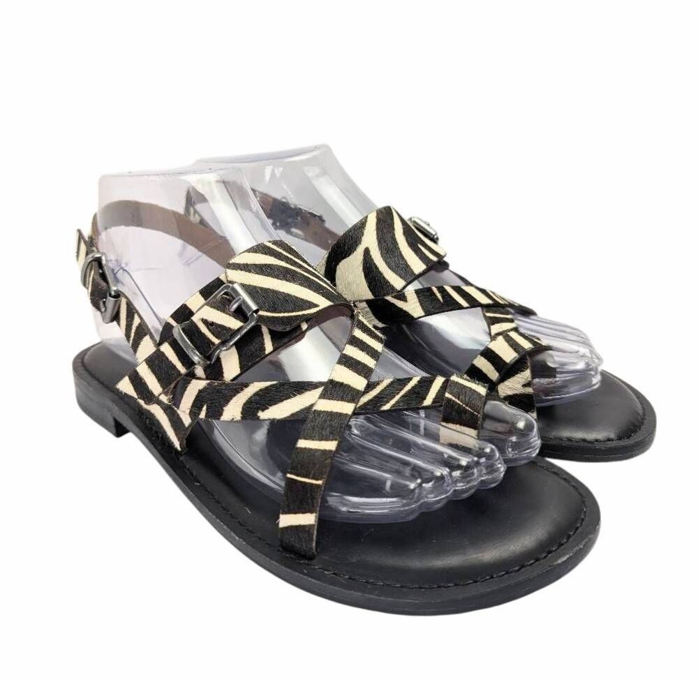 Patricia Nash fidella zebra animal calf hair leather strappy sandals womens 6.5